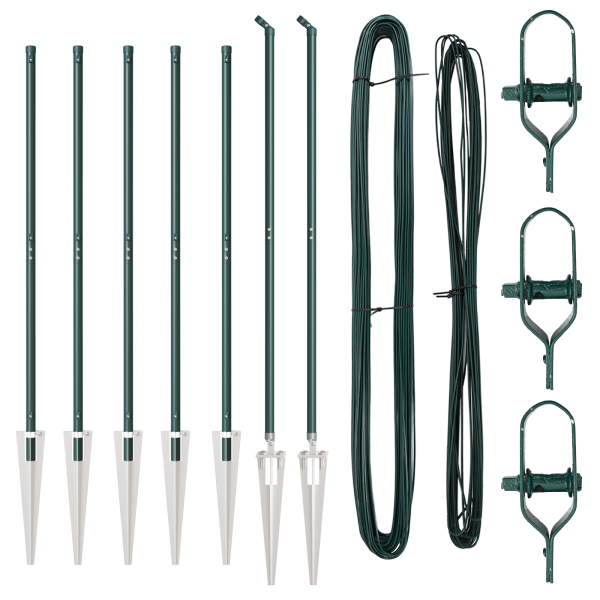 Postes de cerca  con espiga 7 pcs Ø32 mm 140 cm Acero galvanizado M 3