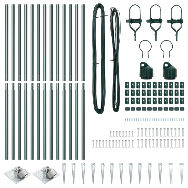 Conjunto de Postes de Cerca com Espinho Manual 13 pcs Verde M 4