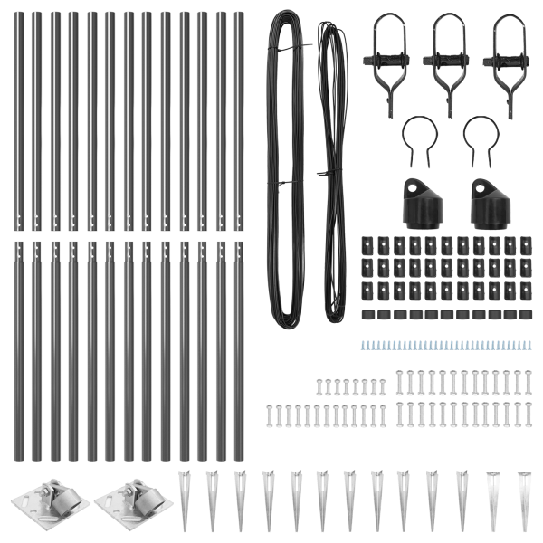 Kit de Posts de Cerca com Ponta 13 pcs Cinzeto Ø32mm 160 cm M 4