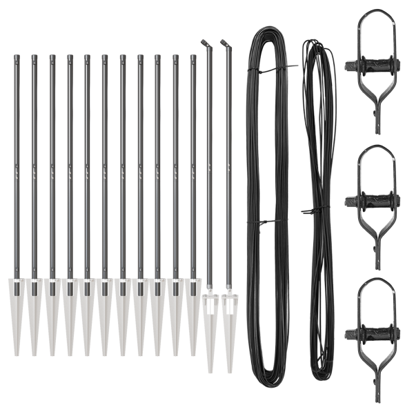 Conjunto de Postes de Cerca Manual 13 pcs Cinzeto Ø32mm 160 cm M 3