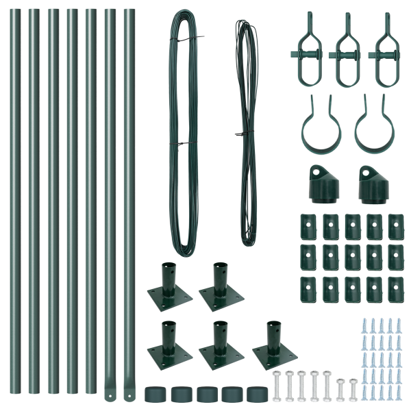 Conjunto de Postes de Cerca Manual 7 pcs Verde Ø32mm 110 cm M 4