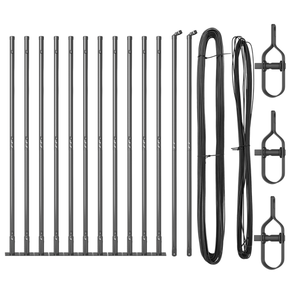 Conjunto de Postes de Cerca Manual 13 pcs Cinzeto Ø32mm 160 cm M 3
