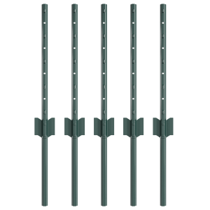 Posts de Cerca 5 pcs U-Channel Verde 40 cm em Aço. H