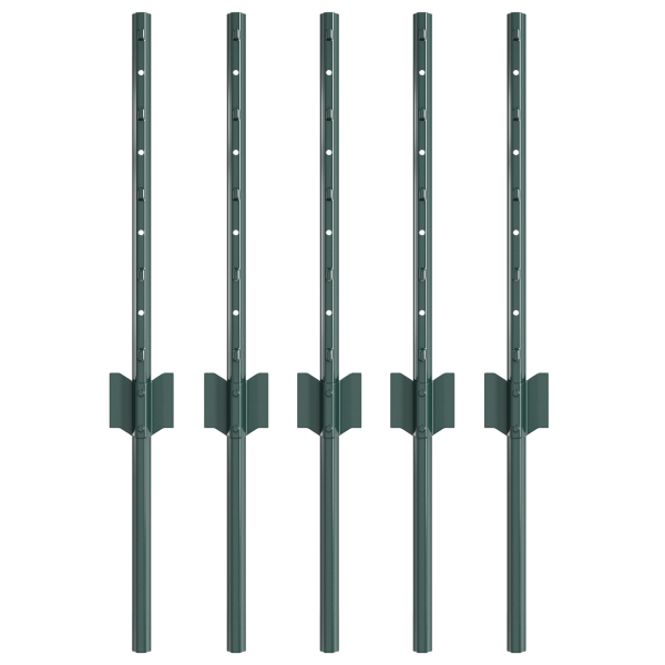 Postes de Valla 5 pcs Canal U Verde 40 cm Acero M 2