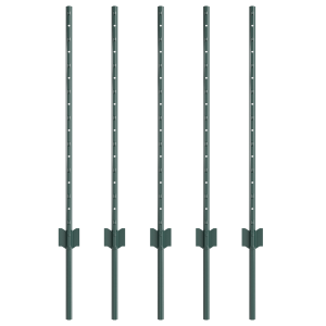 Postes de Cerca com 5 pcs U-Channel Verde 80 cm de Aço H