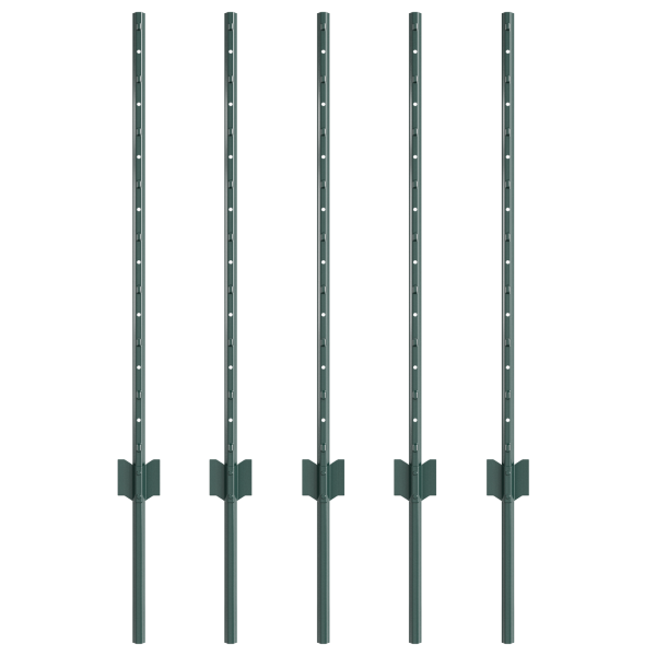 Postes de Cerca com 5 pcs U-Channel Verde 80 cm de Aço M 2