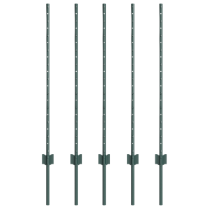 Postes para cercas 5 pcs Canal U Verde 100 cm Acero H