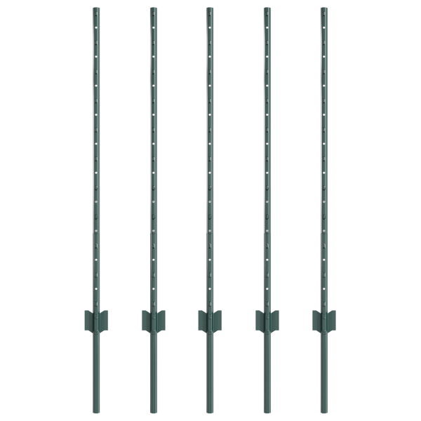 Postes de Cerca 5 pcs U-Channel Verde 100 cm de Aço M 2