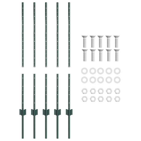 Postes para cercas 5 pcs Canal U Verde 100 cm Acero M 4