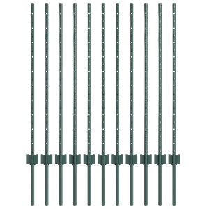 Postes de Cerca 11 pcs U-Channel Verde 100 cm Acero H