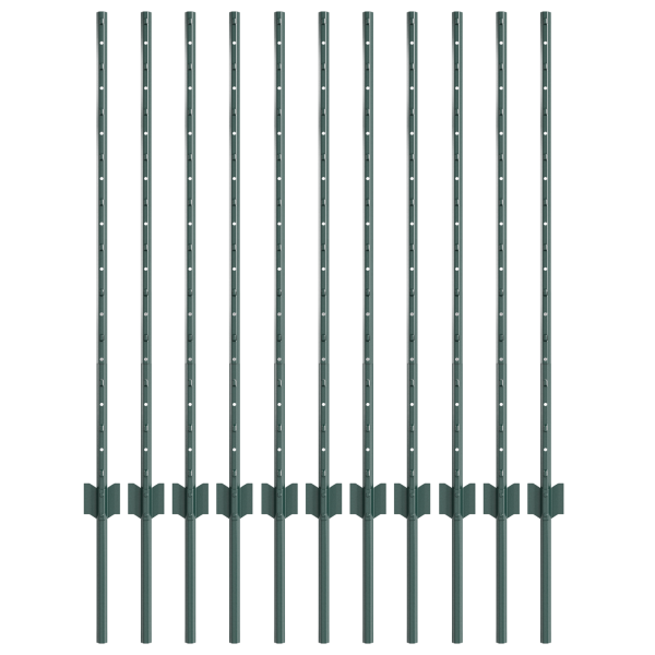 Postes de Cerca 11 pcs U-Channel Verde 100 cm Acero M 2
