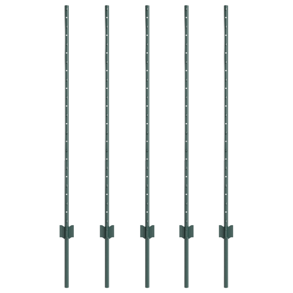 Postes de Cerca 5 pcs Canal U Verde 120 cm de Acero M 2