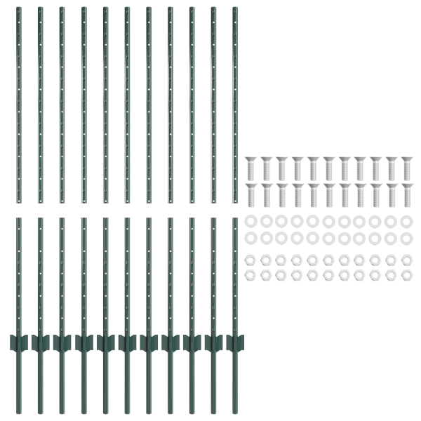 Postes de cerca 11 pcs em U verde de 120 cm em aço M 4