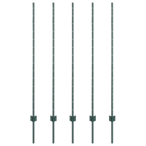 Postes de Cerca 5 pcs U-Channel Verde 140 cm Acero H