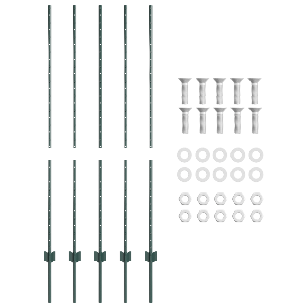 Postes de Cerca 5 pcs U-Channel Verde 140 cm Acero M 4
