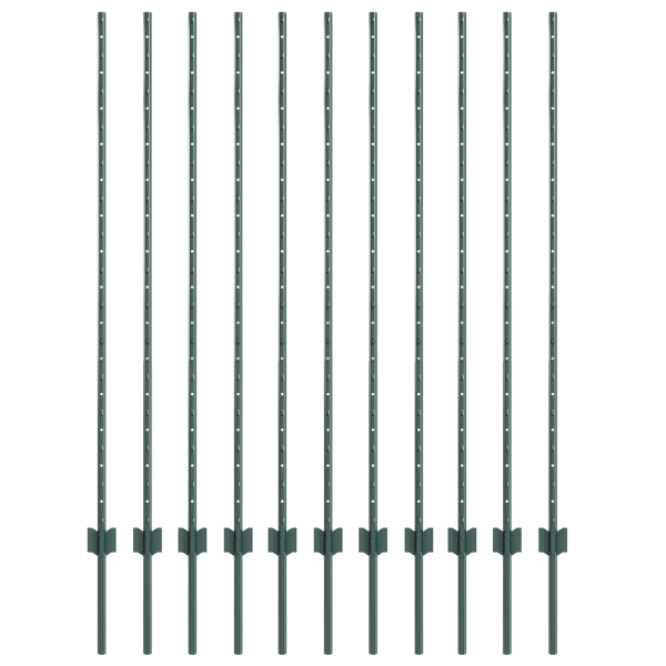 postes de cerca 11 pcs U-Channel verde 140 cm acero M 2