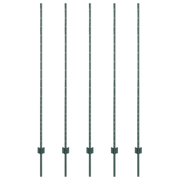 Postes de Cerca 5 pcs Canal U Verde 150 cm Acero M 2