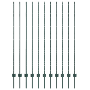 Postes de Cerca  11 pcs Canal U Verde 150 cm Acero H