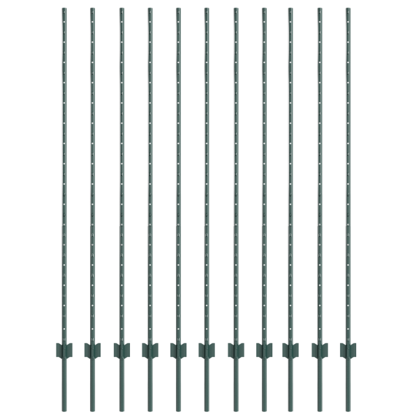 Postes de Cerca 11 pcs Canal U Verde 150 cm Aço M 2