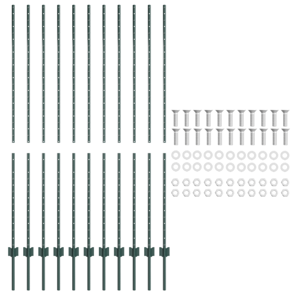 Postes de Cerca 11 pcs Canal U Verde 150 cm Aço M 4