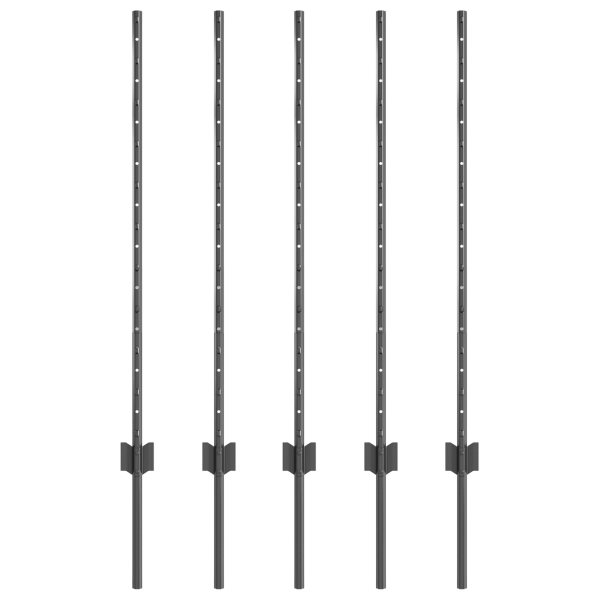 Postes de cerca 10 pcs U-Channel cinza 100 cm em aço M 2