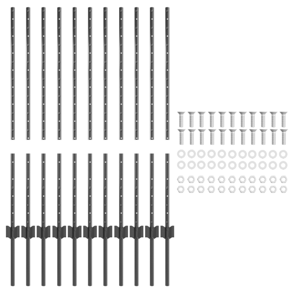 Postes de Cerca 22 pcs U-Channel Cinza 100 cm Aço M 4