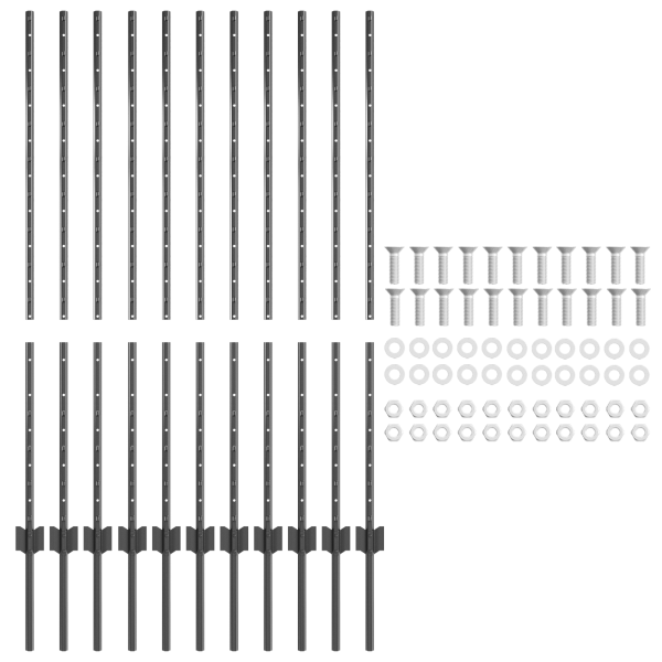 Postes de Cerca 22 pcs U-Channel Gris 120 cm Acero M 4