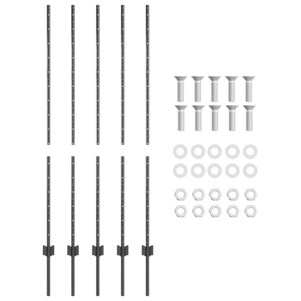 Postes de Vallas  10 pcs U-Channel Gris 140 cm Acero M 4