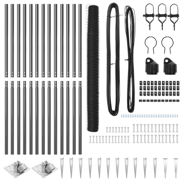 Conjunto de Cercas Conjunto de 2 Cinza Aço 25 x 1.5 m Dobrável M 4