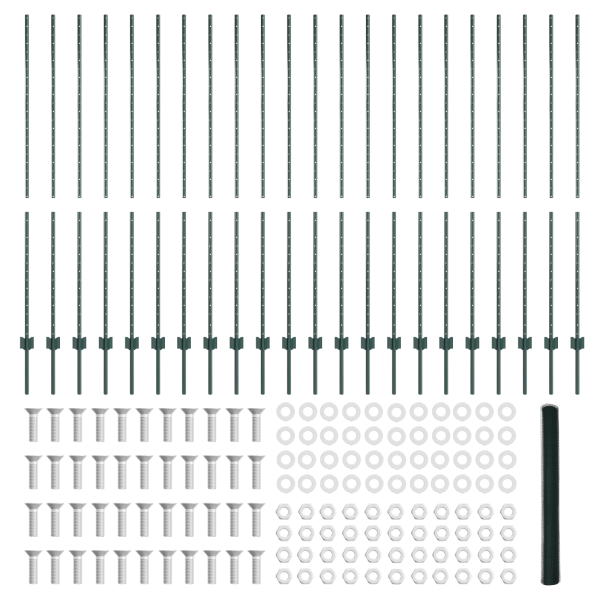 Postes de Cerca  11 pcs Canal U Verde 160 cm Aço M 5