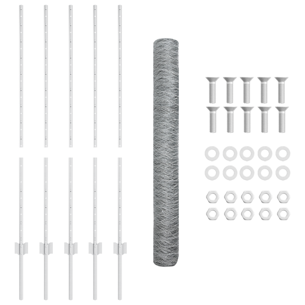 Postes de Valla  10 pcs U-Channel 120 cm Acero Galvanizado. Valla Hexagonal  1.2x10 m Acero Galvanizado M 5
