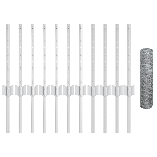 Postes de Cerca  11 pcs U-Channel 40 cm Aço Galvanizado M 4