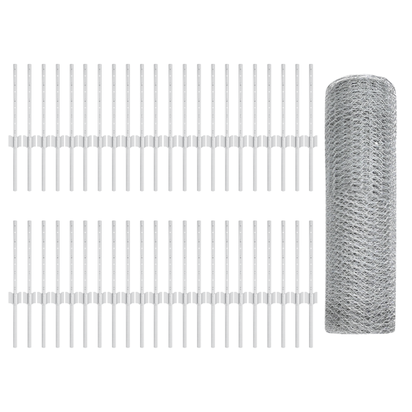 Postes de Cerca 11 pcs U-Channel 40 cm Acero Galvanizado.  Cerca Hexagonal 0.4x100 m Acero Galvanizado M 4