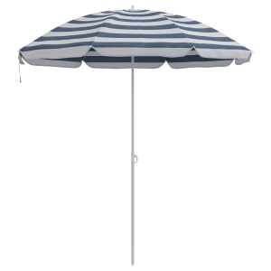 Parasol de Praia  com Pau de Metal Azul e Branco 161x193 cm em Poliéster H