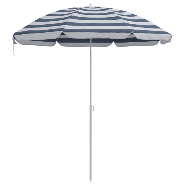 Parasol de Praia  com Pau de Metal Azul e Branco 161x193 cm em Poliéster M 2