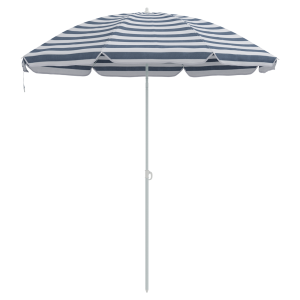 Parasol de Praia  com Poste de Alumínio Azul e Branco 300 cm H