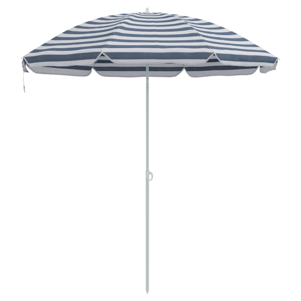 Parasol de Praia  com Poste de Alumínio Azul e Branco 300 cm M 2