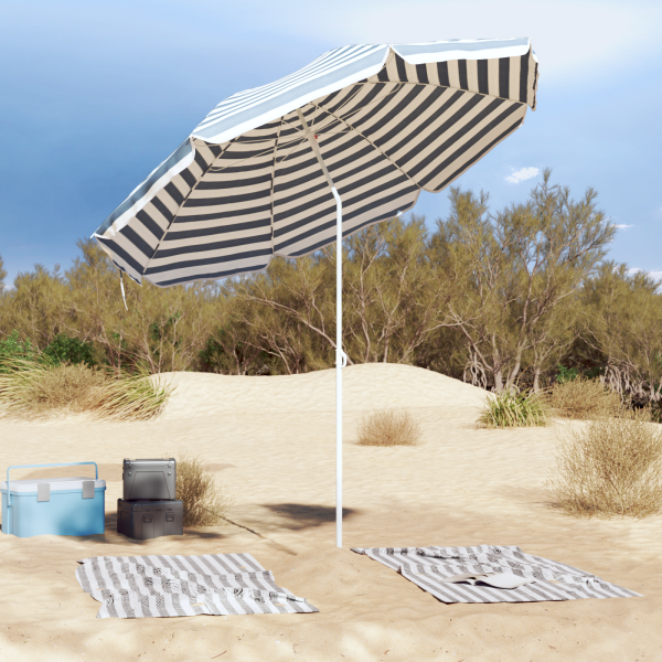 Paraguas de Playa  con Poste de Aluminio Azul y Blanco 300 cm M 3