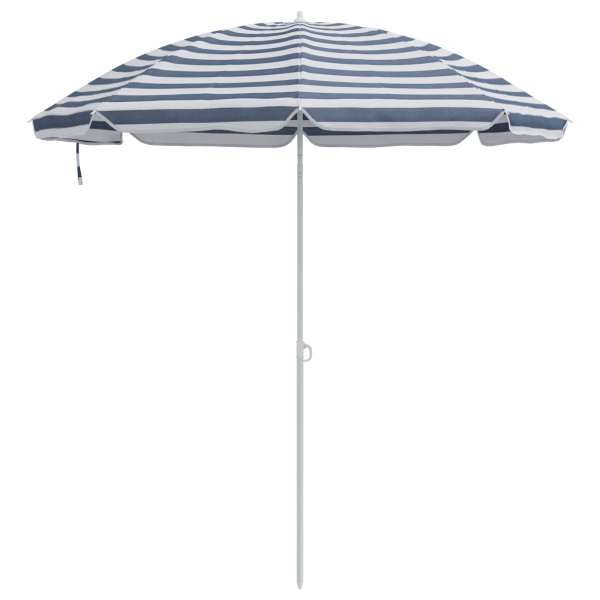 Parasol de Praia  com Poste de Alumínio Azul e Branco 300 cm M 4