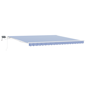 Toldo Retrátil with Manual Azul e branco 4.5 x 3 m Tecido e metal H