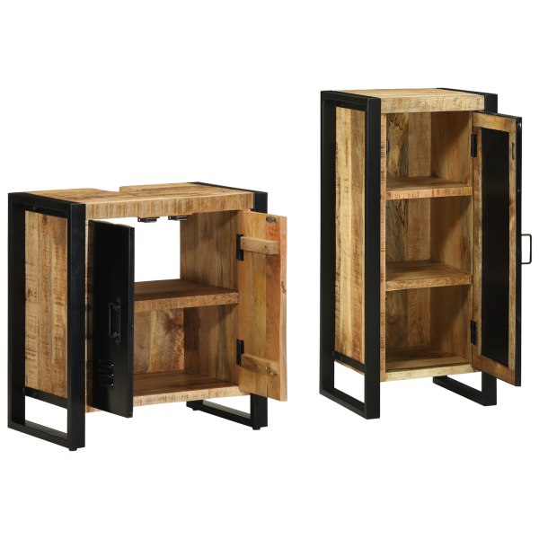 Juego de muebles de baño 2 pcs Marrón Madera de mango maciza M 4
