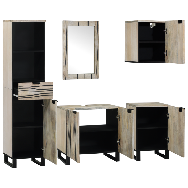 Juego de muebles de baño 5 pcs Madera Nuez 38 x 33 x 160 cm M 2