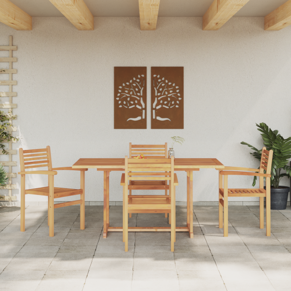 Conjunto de Comedor de Jardín 5 pcs Marrón M 4