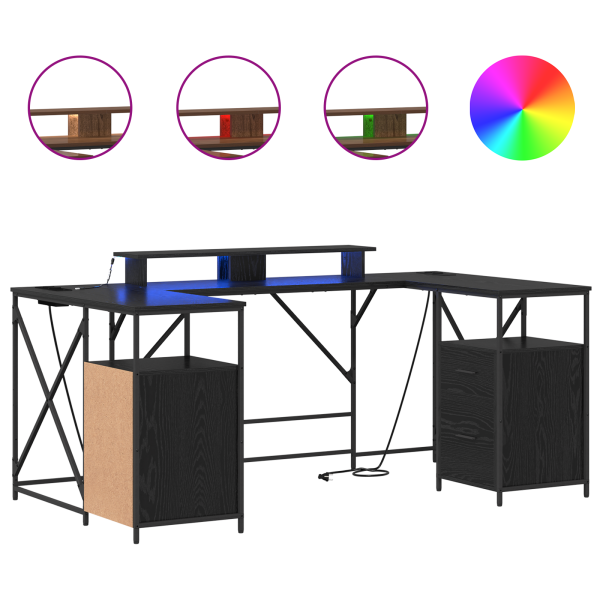 Escritorio Roble negro 182 x 101 x 87.5 cm Madera contrachapada M 4
