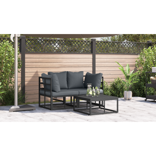 Conjunto de Sofá de Jardim 3 pcs Preto 70 x 70 x 32 cm Alumínio M 5