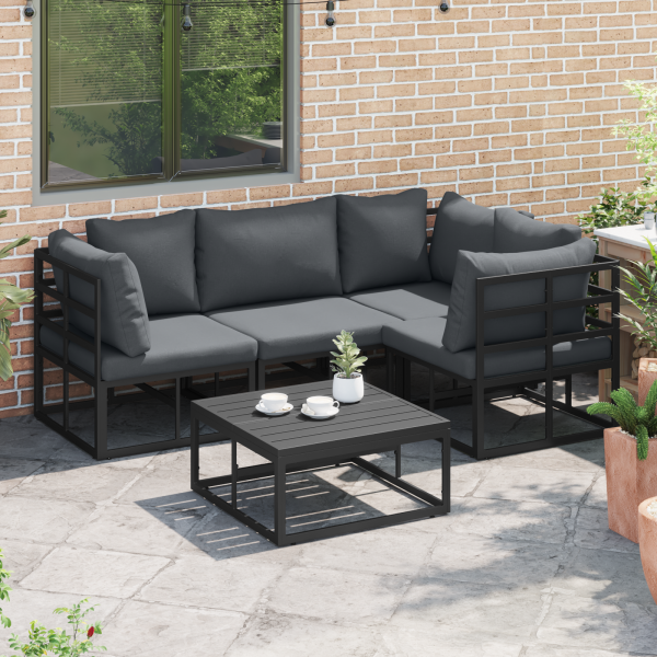 Conjunto de Sofá de Jardim 5 pcs Preto 70 x 70 x 32 cm Alumínio M 3