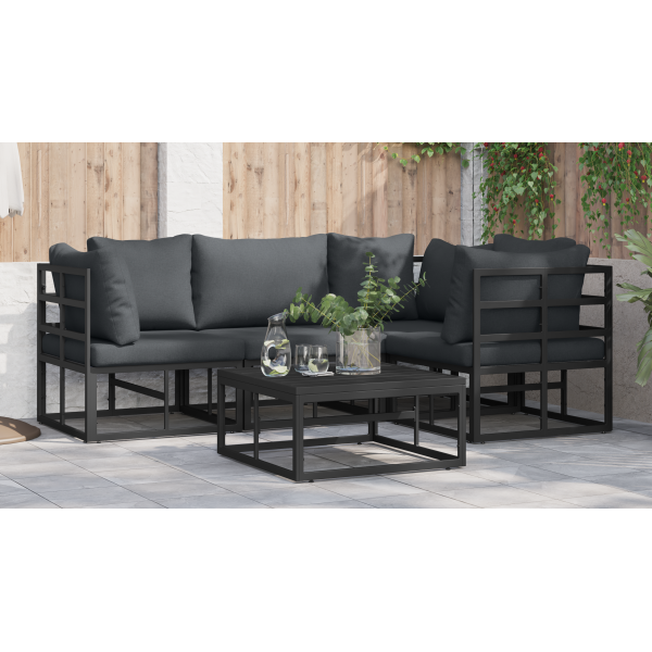 Conjunto de Sofá de Jardim 5 pcs Preto 70 x 70 x 32 cm Alumínio M 4
