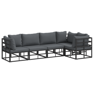 Conjunto de sofá de jardín 5 pcs Negro 283 x 143 x 71 cm H