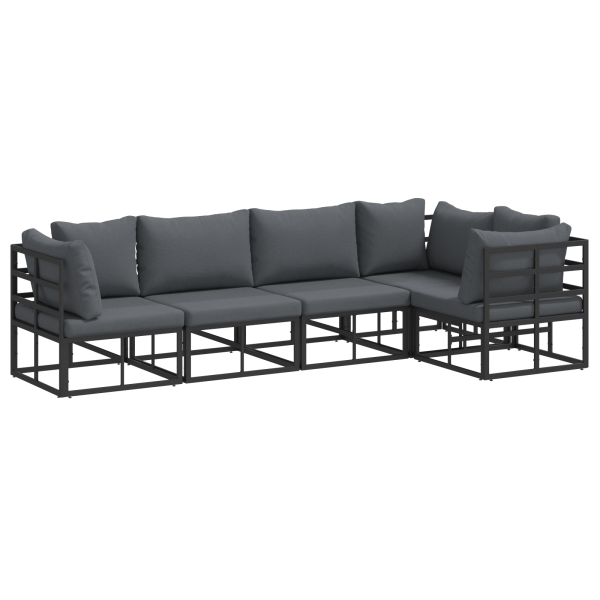 Conjunto de sofá de jardín 5 pcs Negro 283 x 143 x 71 cm M 2