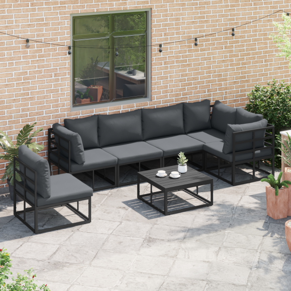 Conjunto de Sofá de Jardim 6 pcs Preto 70 x 70 x 32 cm Alumínio M 3